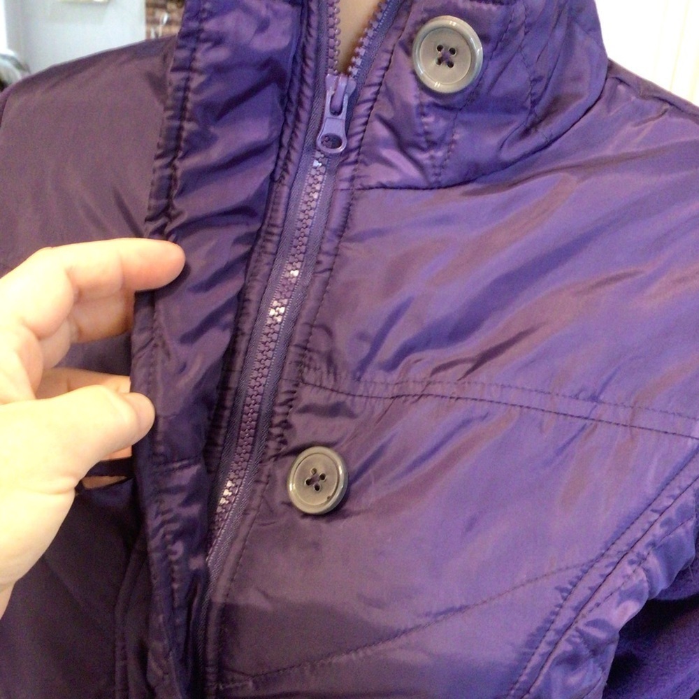 Womens Purple Quilted Fleece Sleeve Winter Coat Size Small - Picture 3 of 8